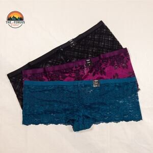 Set of 3 NWT Torrid Black, Teal & Pink Lace Cheeky Panties Plus Size 3X, 22/24
